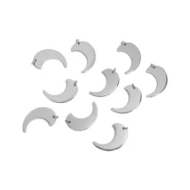 10 Pack - Blank Moon Stainless Steel Pendant / SBB0010