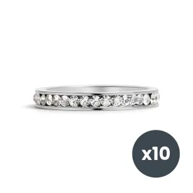 10 Pack - CZ Eternity Stainless Steel Ring - April/Diamond - Size 3 / ETR1000