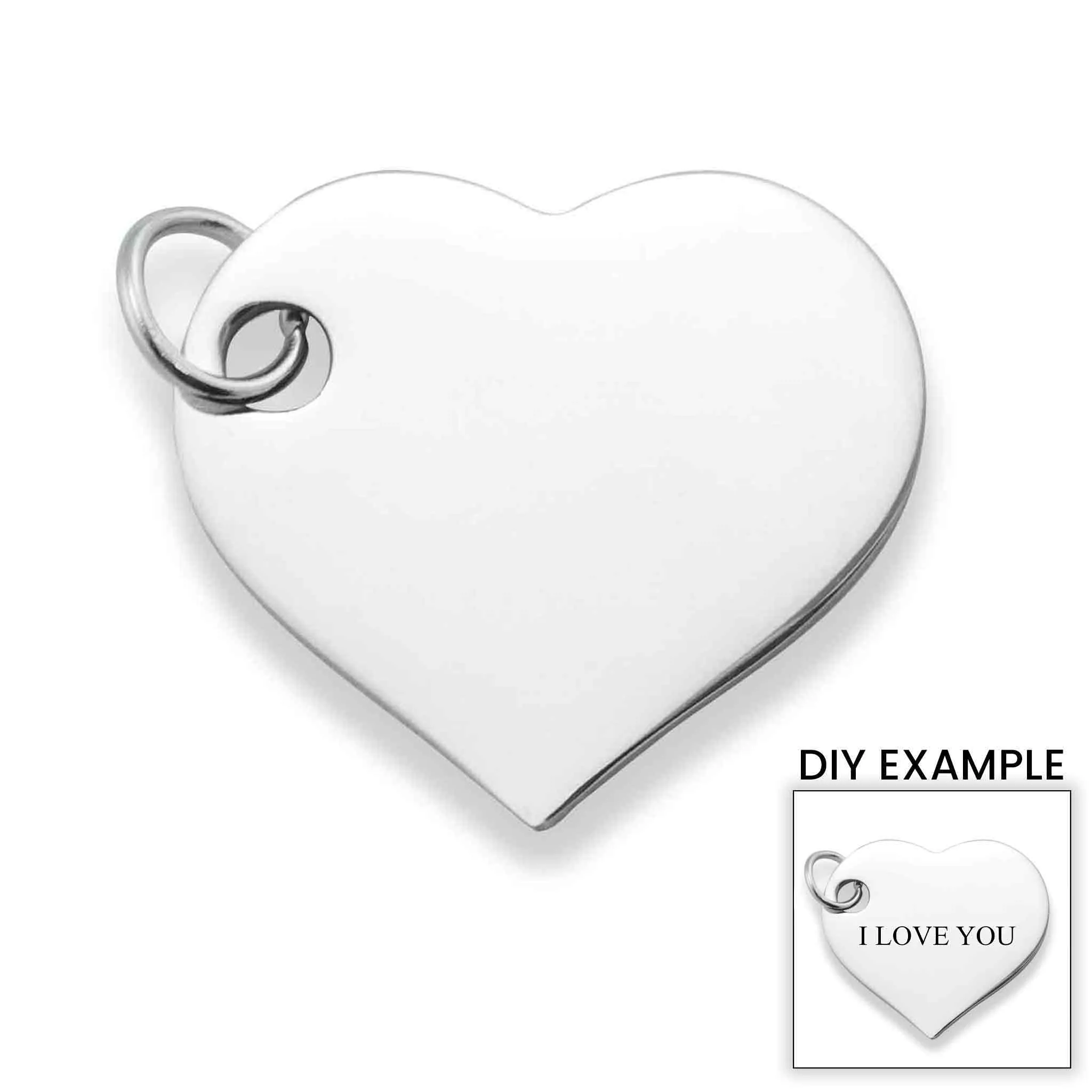 10 Pack - Polished Stainless Steel Heart Pendant / SBB0031