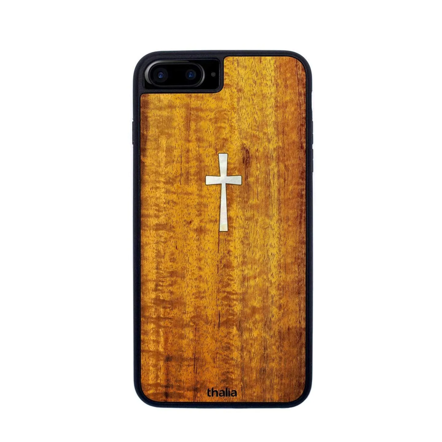 AAA Curly Hawaiian Koa & Cross MOP | iPhone Case