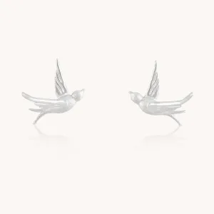 Bird Silver Stud Earrings W.