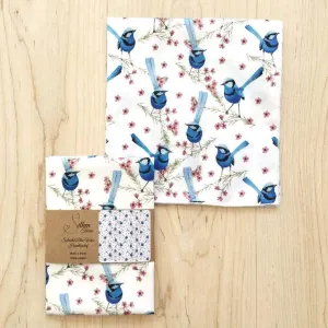 Blue Wren Mini's Handkerchief White