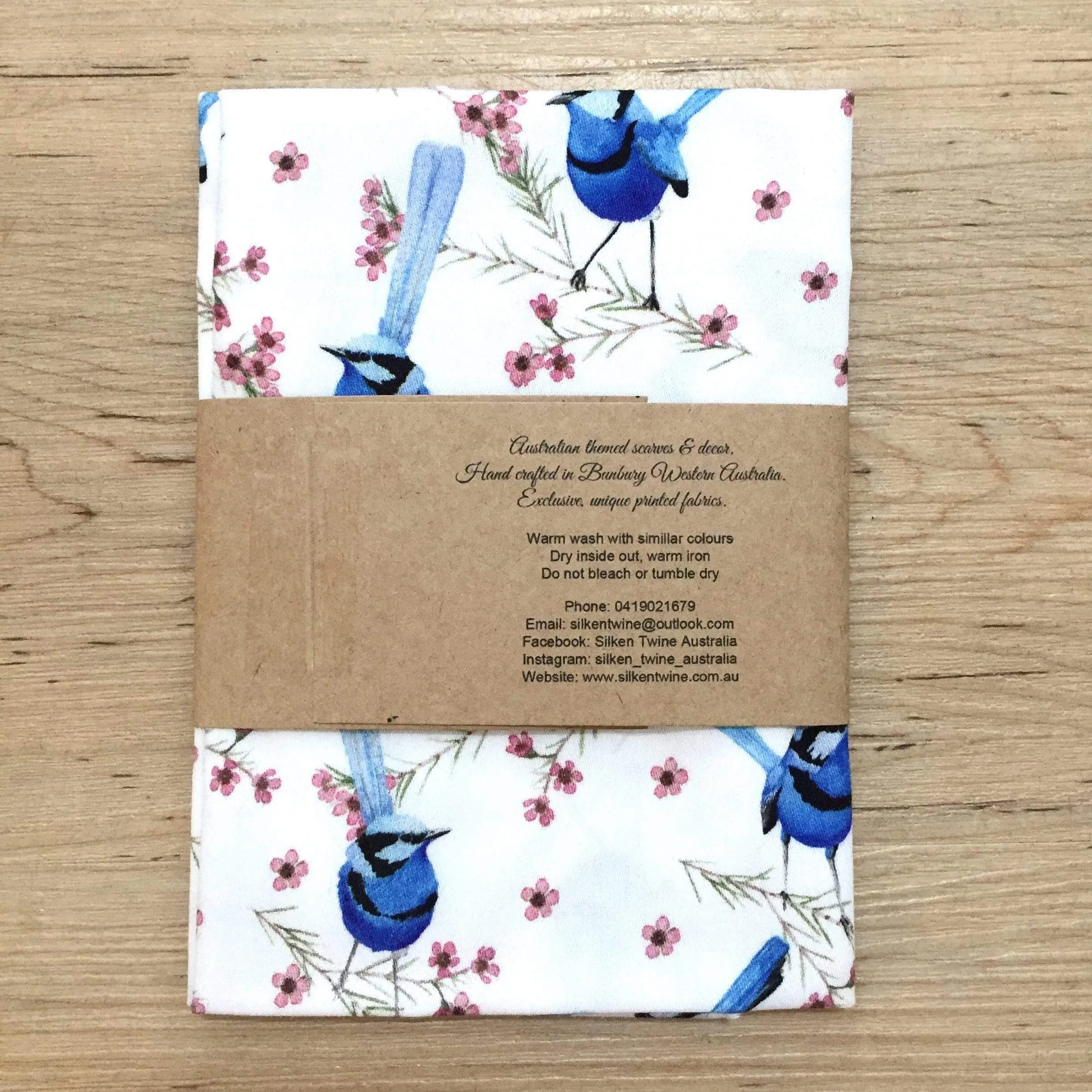 Blue Wren Mini's Handkerchief White