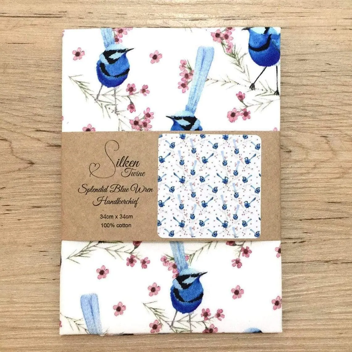 Blue Wren Mini's Handkerchief White