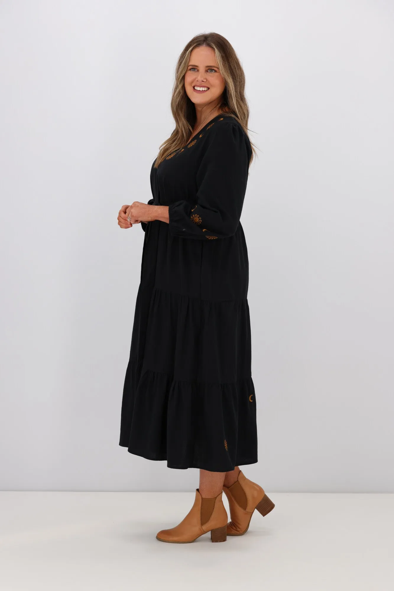 Boho Australia Osborn Midi Dress Black