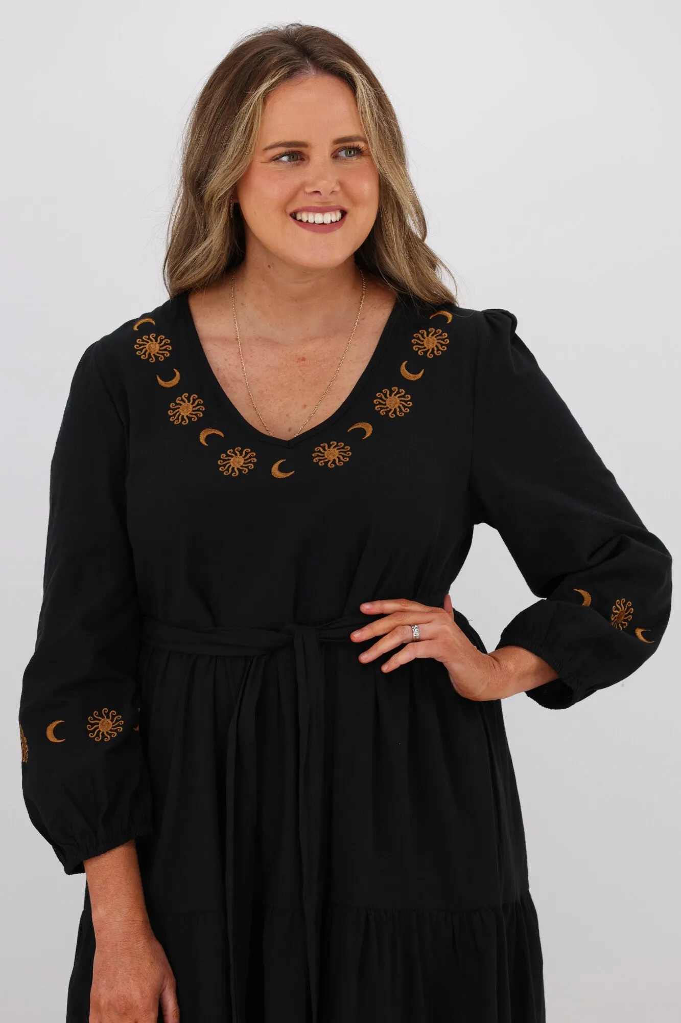 Boho Australia Osborn Midi Dress Black