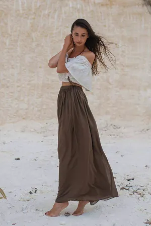 Brown Bohemian Maxi Skirt