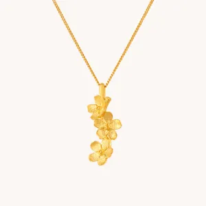 chery blossom cascade 14K gold pendant with chain W.