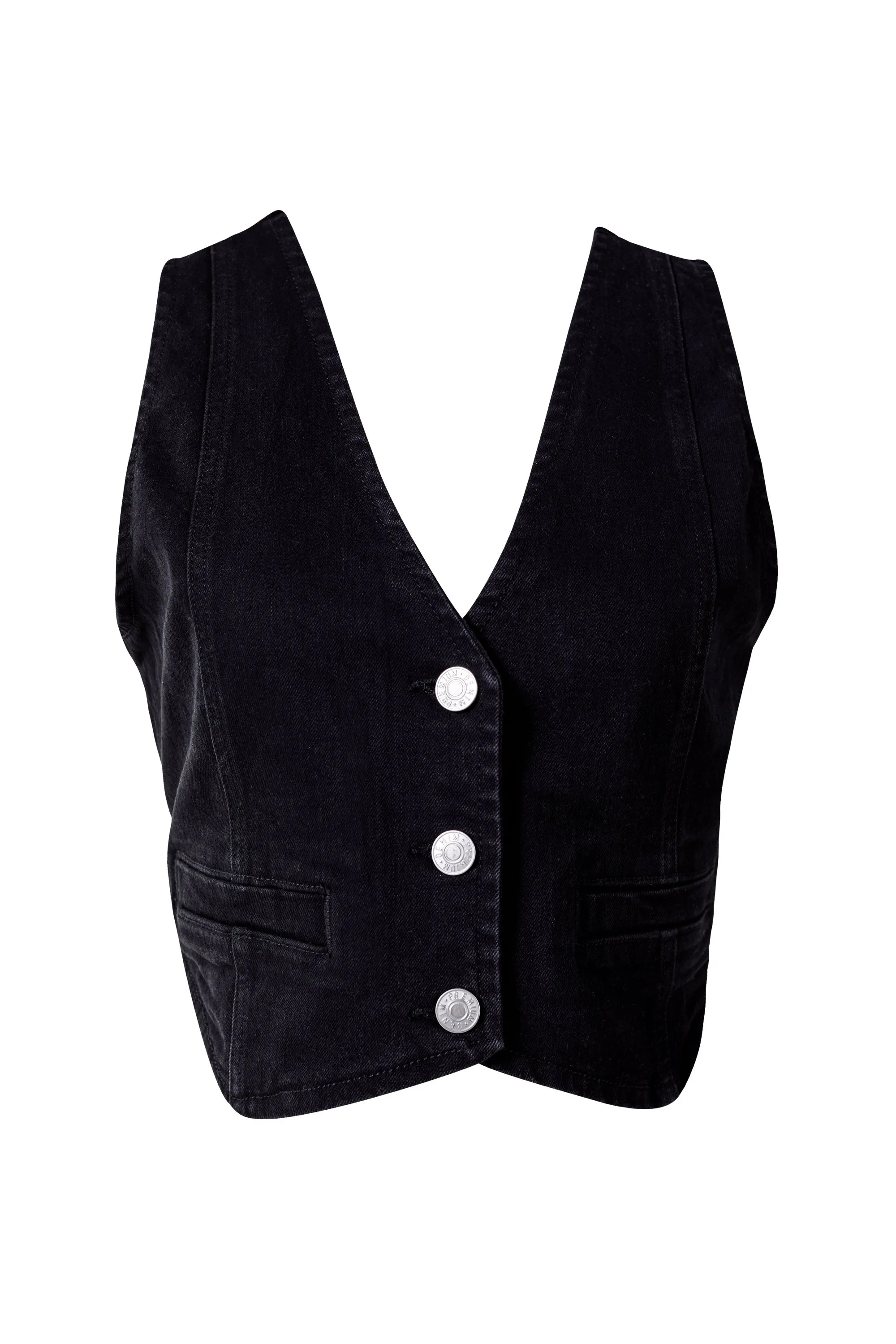 Claire Black Denim Vest