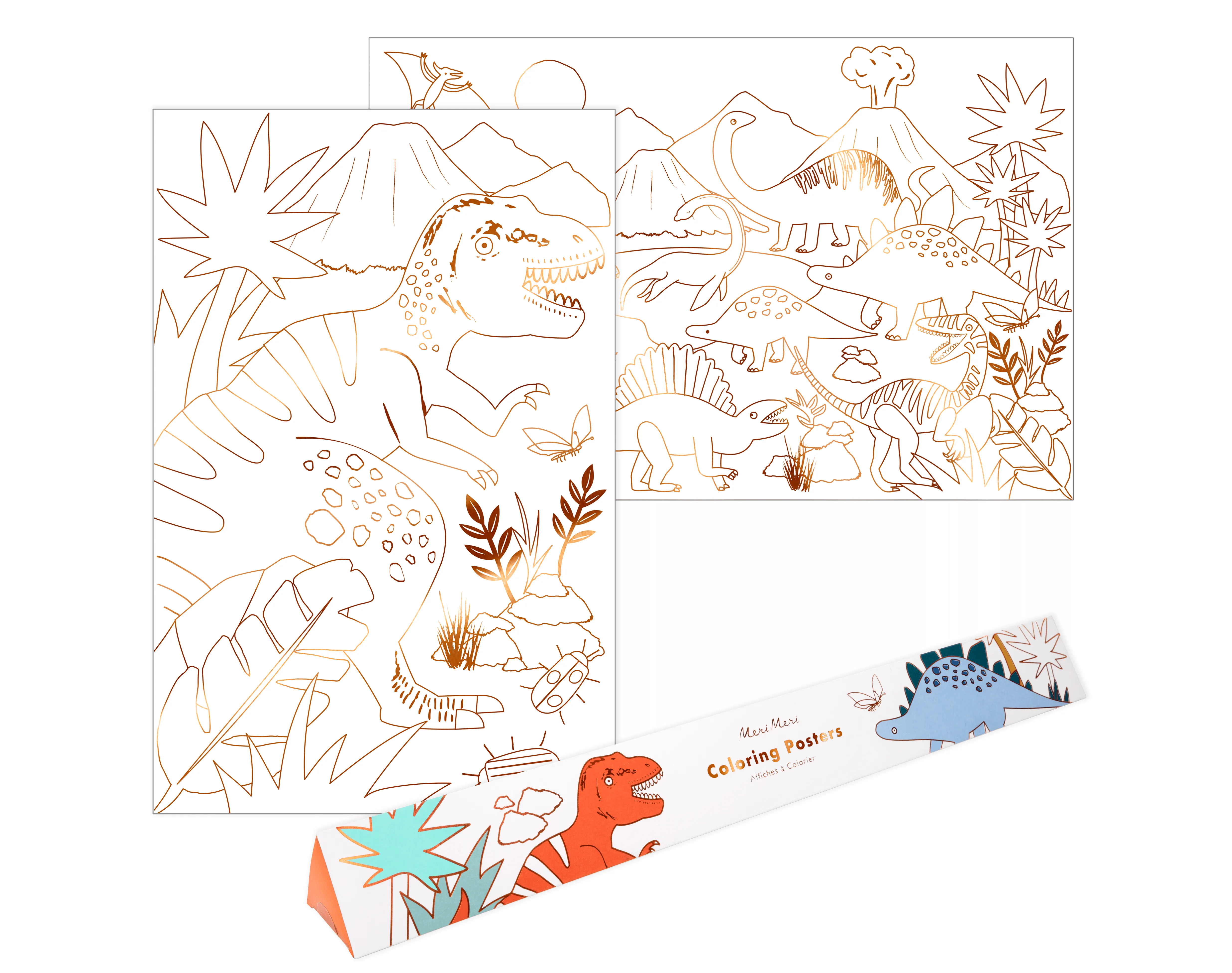 Dinosaur Kingdom Coloring Posters - Set of 2