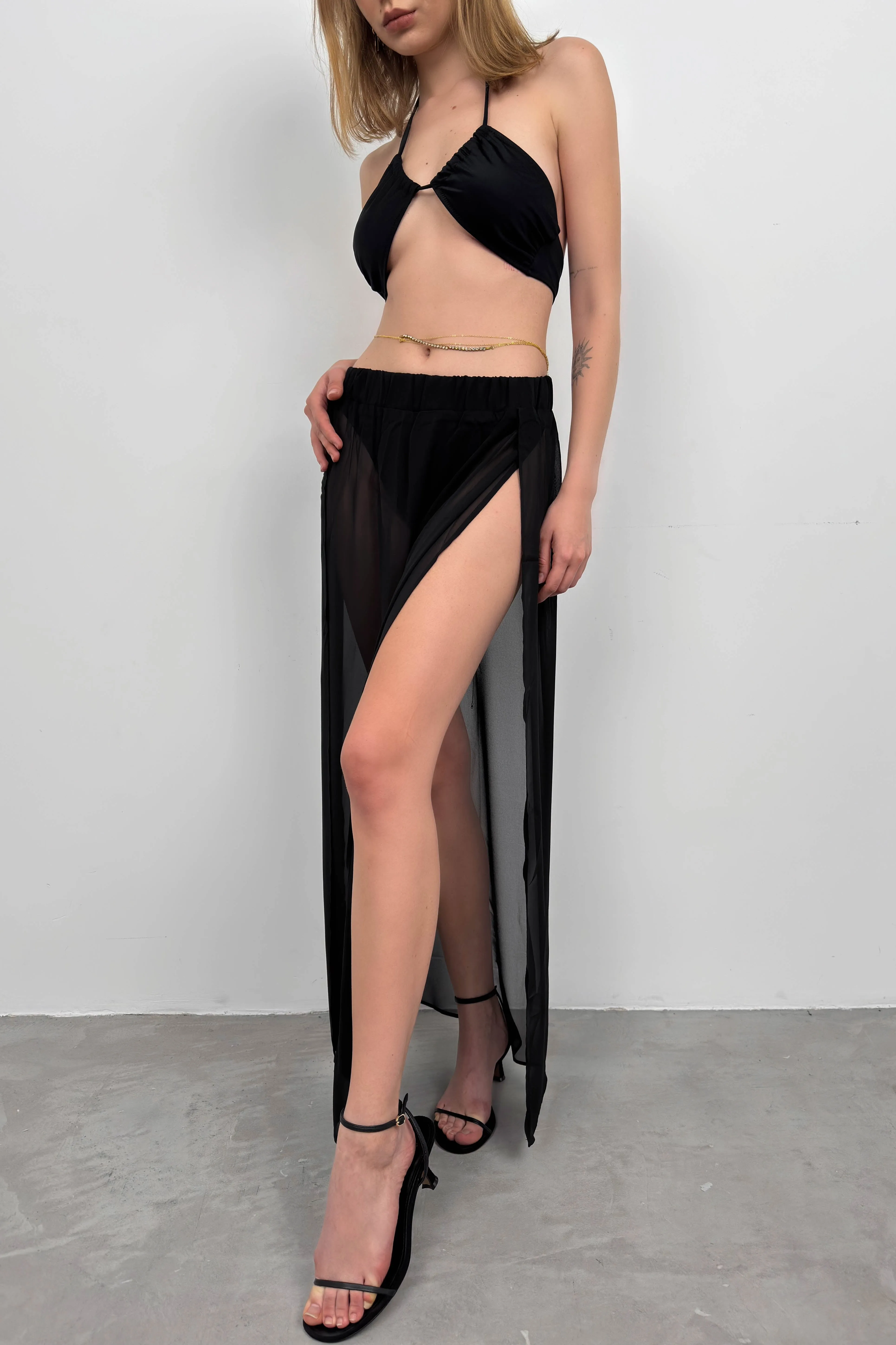 Double Slit Transparent Skirt