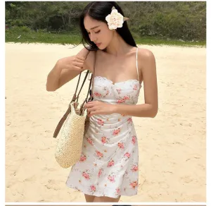 Fresh Sweet Stitching Lace Beach Floral Princess Dress Women