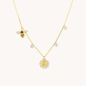 Honeybee floral Gold Necklace W.