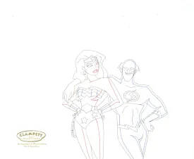 Justice League Original Production Drawing: Wonder Woman, The Flash