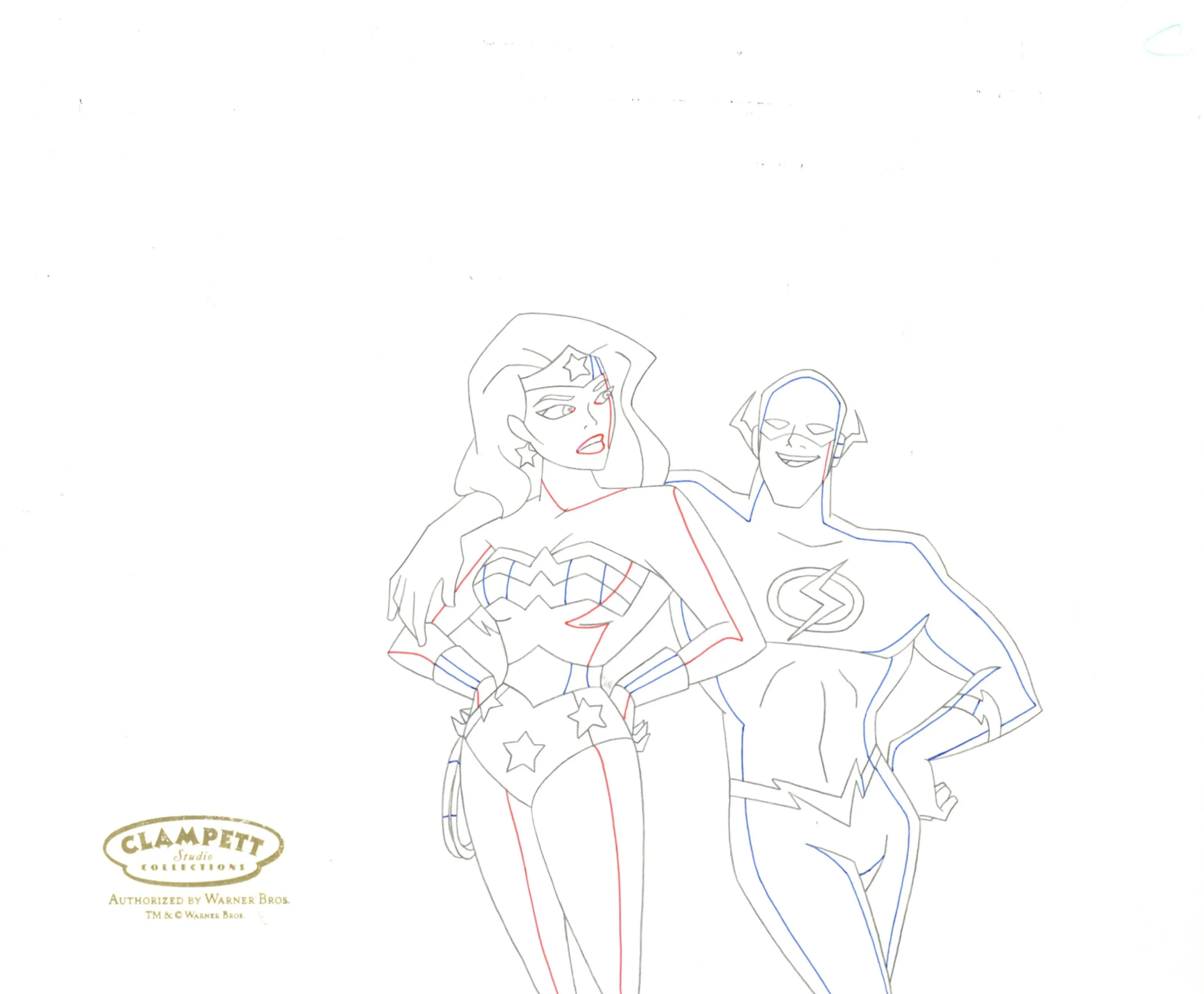 Justice League Original Production Drawing: Wonder Woman, The Flash