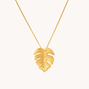 Monsterra Leaf Gold Pendant With Chain W.