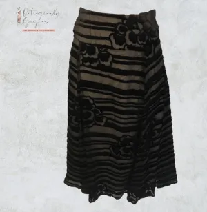 Phase Eight Black Silk Mix Velvet Flock A-Line Skirt UK  8 US 4 EU 36