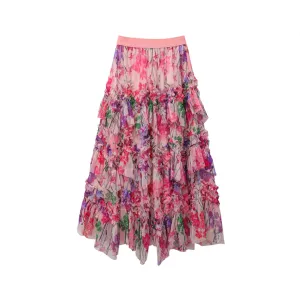 Pre Order:  Floral Ruffled Loose A-Line Skirt