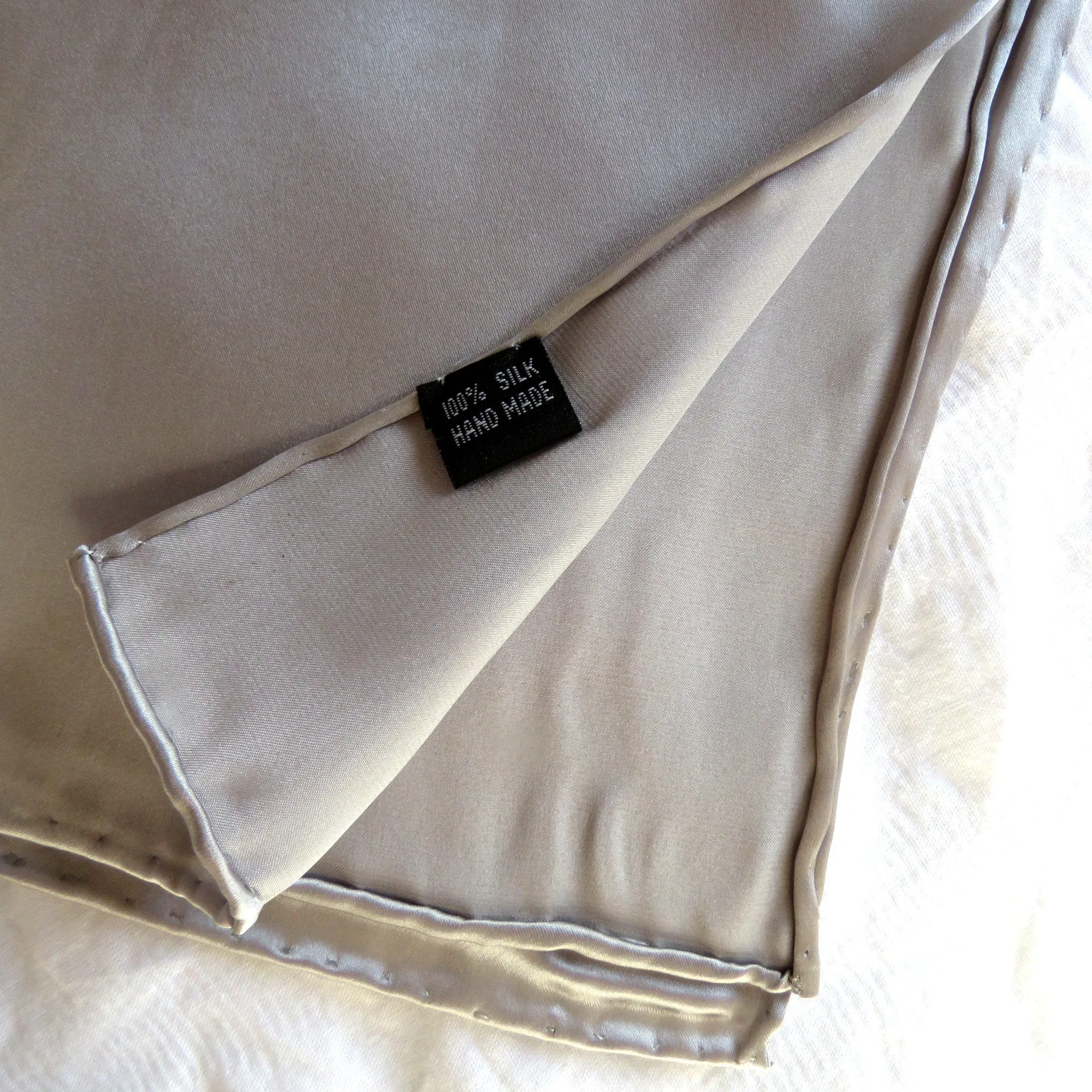 Pure Silk Light Grey Pocket Square Handkerchief