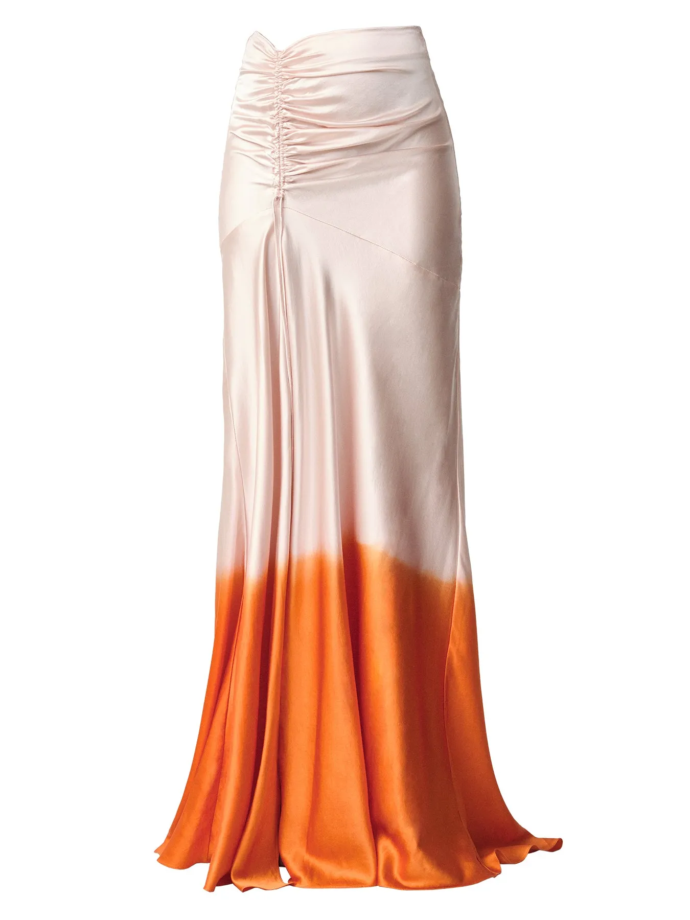 Ruched Silk Maxi Skirt