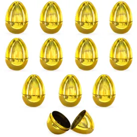 Set of 12 Very Shiny Golden Plastic Easter Eggs, 2.25 Inches