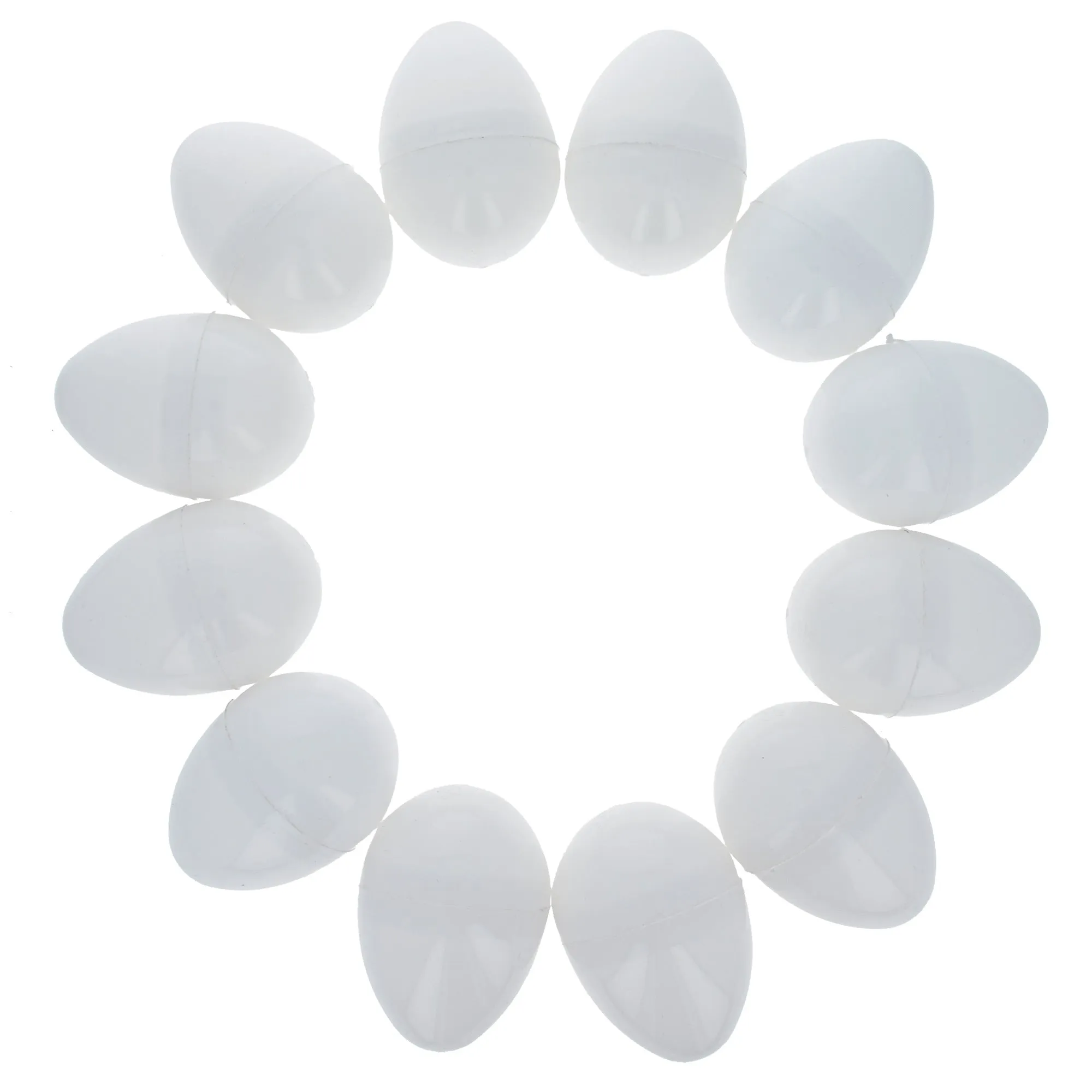 Set of 12 White Plastic Easter Eggs 2.25 Inches