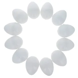 Set of 12 White Plastic Easter Eggs 2.25 Inches