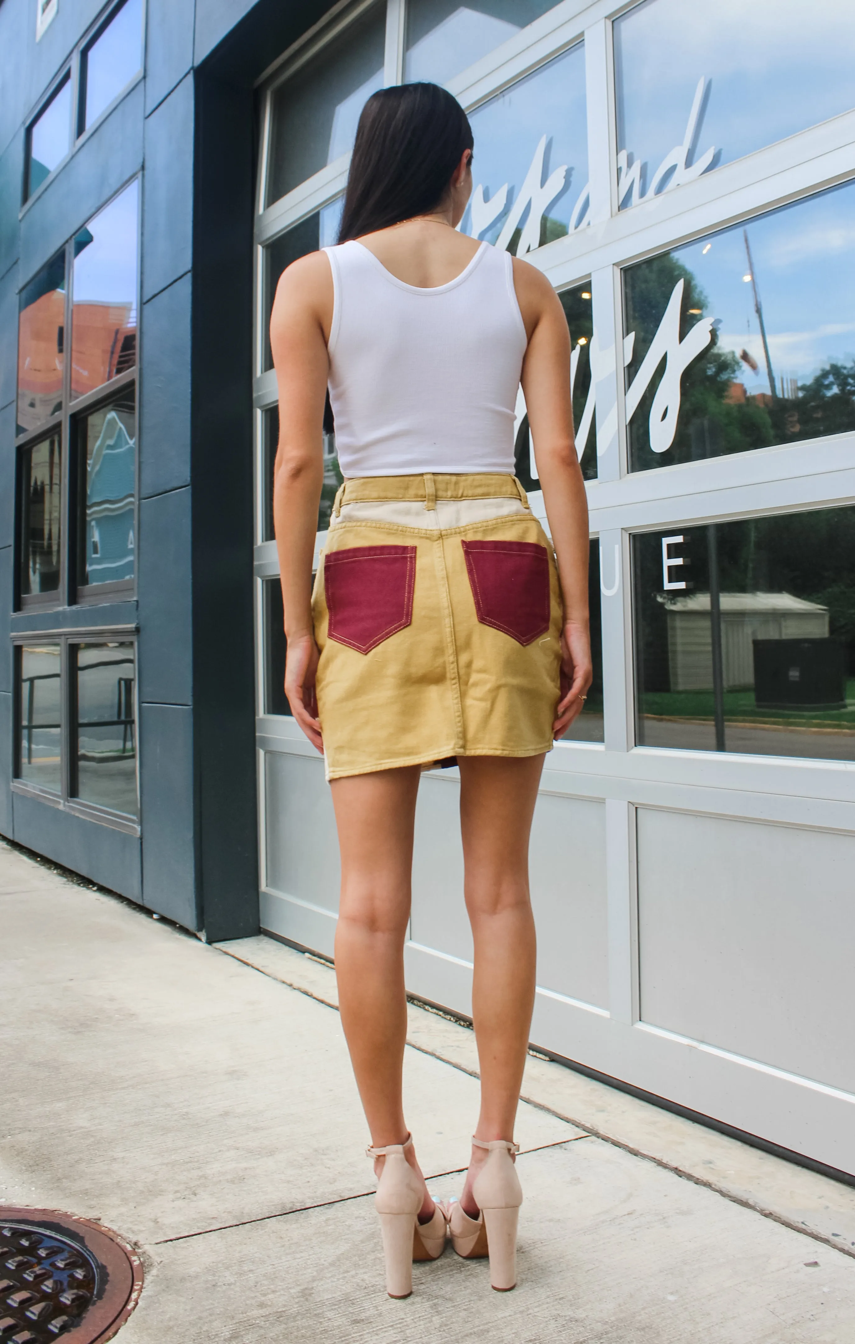 The Colorblock Skirt (Garnet & Gold)