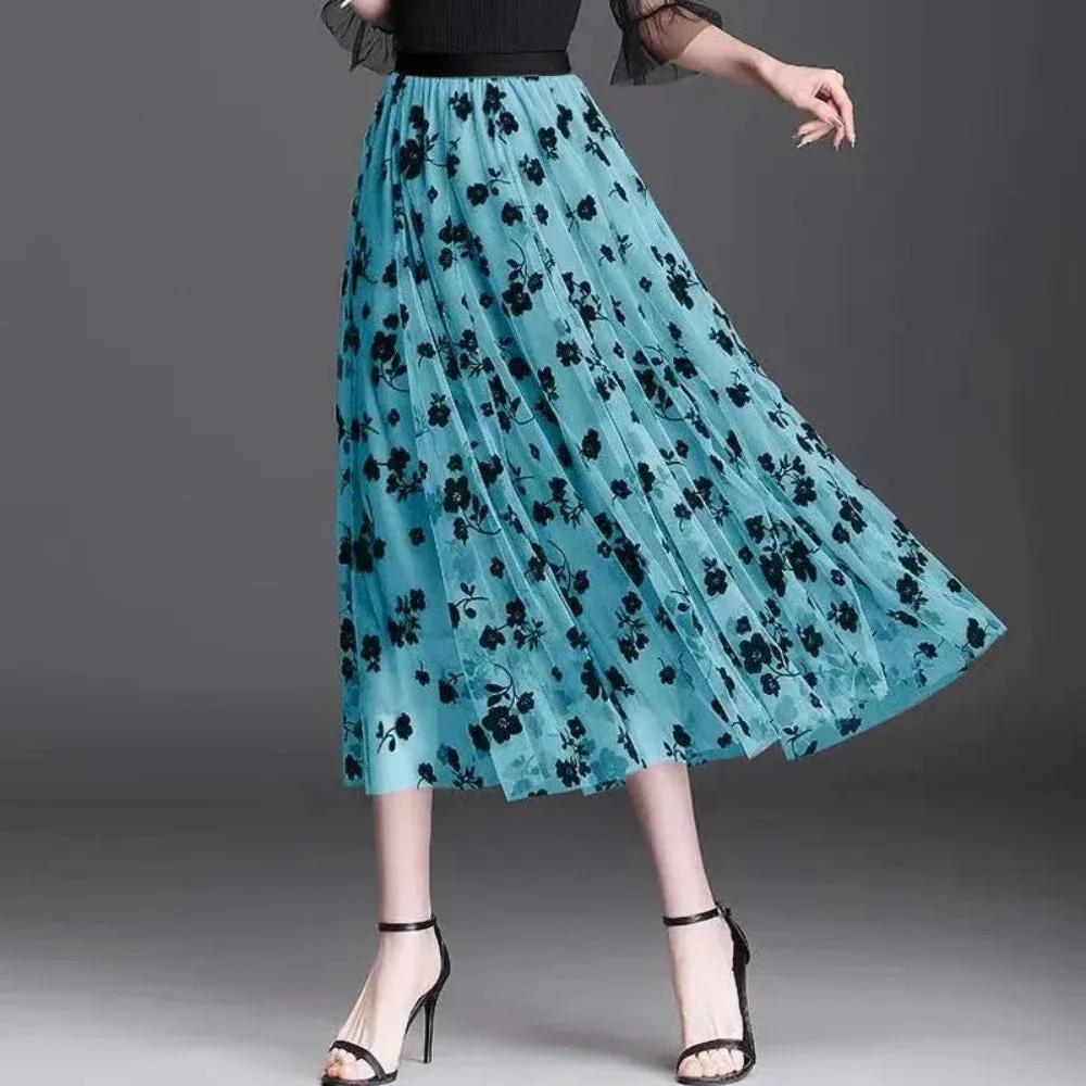 Womens Elastic High Waisted A Line Skirt